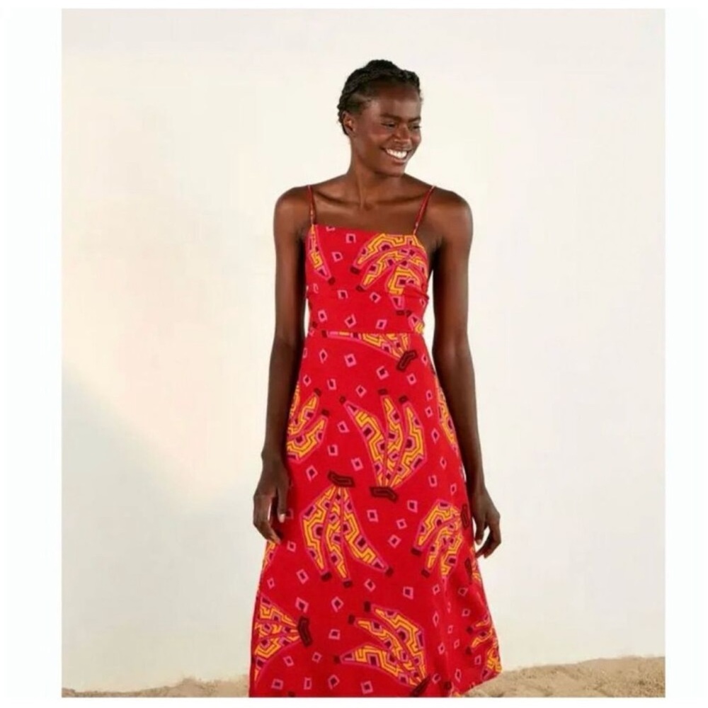 New House Of Harlow x Revolve Red Tiki Banana Midi Dress, size M